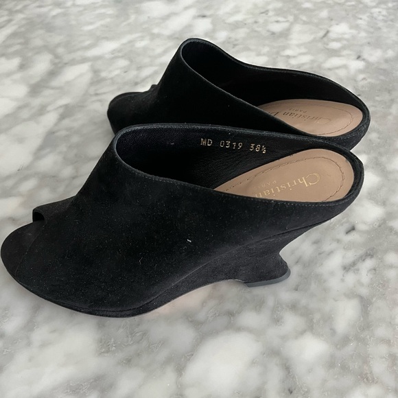 Christian Dior black suede wedge slides - Picture 3 of 8